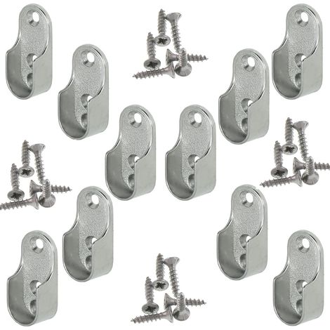 Rail Suspension Meuble Ovale OVA 10 Pièces - Support de tube d'armoire penderie pour barre ovale Acier Nickelé Tringle Cintre Fixation Support de barre de penderie en métal (1/5)