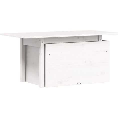 Table de jardin blanc 100x50x75 bois massif de pin (1/5)