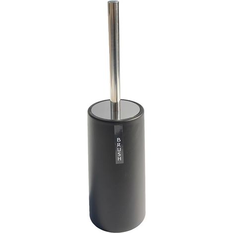 Brosse WC et support, à poser au sol, long manche, en acier inoxydable antirouille, brosse WC durable (noir) (1/5)