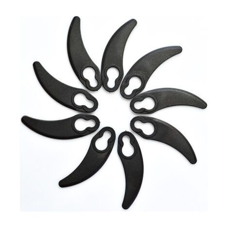 Lames de tondeuse en plastique, petite forme en croissant, pour tondeuse Hover Challenge 1100 W, noires, lot de 9 (1/5)