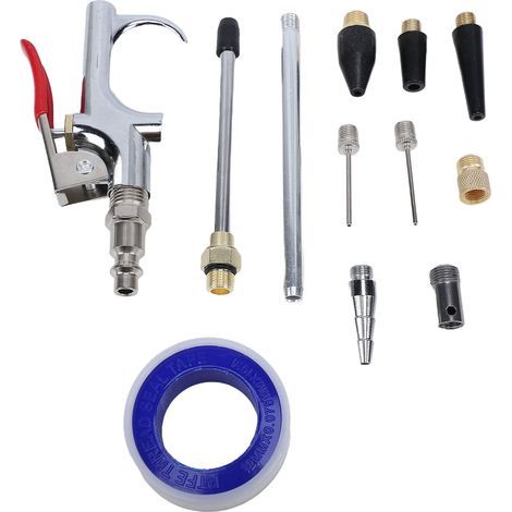 Kit de pistolet de soufflage à buse d'air, connexion à 2 voies avec raccord rapide Standard de 1/4 pouces et 8 buses (1/5)
