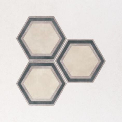 Carrelage Imitation Carreaux de Ciment HEXAGON 25x22 cm Frame Beige