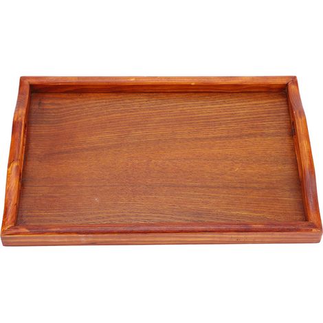 Grand plateau de service en bois pour thé, eau et autres boissons, avec poignée. Plateau de service pour le petit-déjeuner en bois. (1/5)