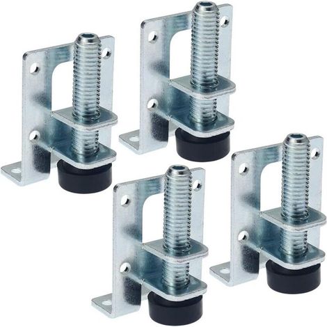 Pieds de nivellement réglables pour meubles – Lot de 4 – Acier laminé à froid – Charge maximale 150 kg – Embouts en caoutchouc noir (1/5)