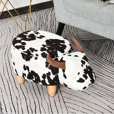 MEUBLIV Pouf contenitore 62x35x36 cm nero bianco - con vano portaoggetti e seduta comoda (1/5)