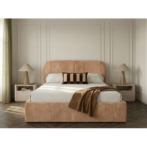 BOBOCHIC - Lit coffre SIDNEY tissu texturé 160x200 Rose (1/5)