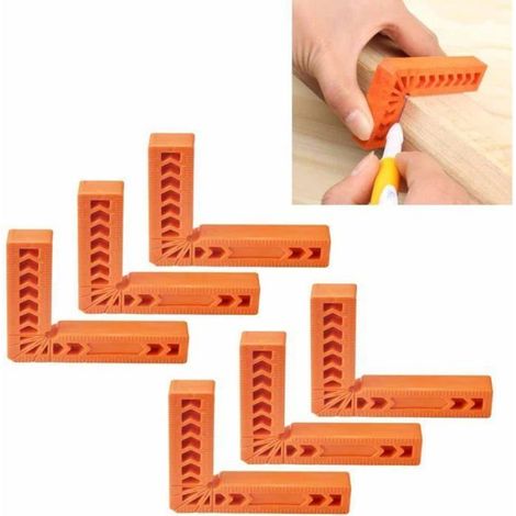 6 Equerres de Positionnement en ABS 100mm, Pinces d'Angle Droit 90 Degrés pour Menuiserie, Carrés de Soudure Portables - Orange (1/5)