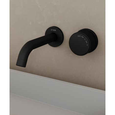 Mitigeur lavabo encastré Noir sans réglage de débit - Leros (1/5)