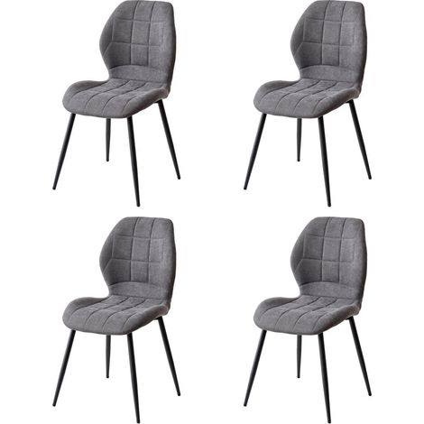 Esszimmer-Set 4 Stühle Nordisch Grau Gepolstert Metallbeine Stoff (1/5)