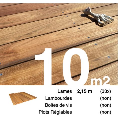 Planches de terrasse bois exotique JATOBA pour 10 m² • Longueur 2,15 m