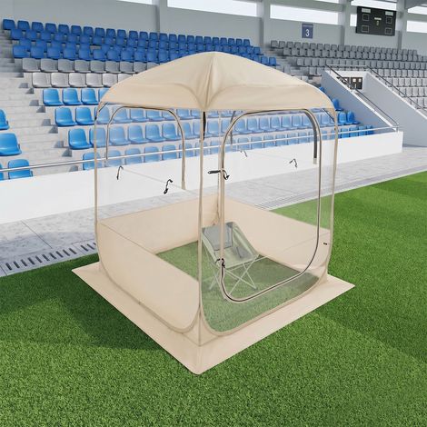 Tente de Sport Transparente 150 x 150 cm Tente à Bulle Pop Up pour 2-3 Personnes, Abri d'Extérieur Vue Dégagée, avec Tapis de Sol, Couverture Supérieure, pour Événement Sportif, Pêche Plein Air (1/5)