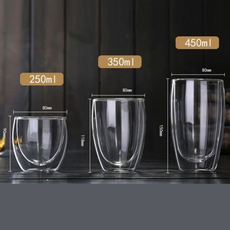 Tasse Verre Double Paroi - 350 ml - Résistante À La Chaleur - Pour Café Bière Thé Whisky - 1 Pièce (1/3)