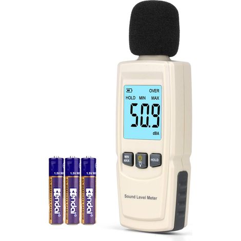 Sonomètre portable avec rétroéclairage (beige-blanc) (1/5)