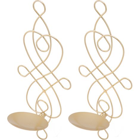 2 Supports de Bougeoirs Mural en Fer Pliables et Innovants, Résistants à la Déformation, pour Chambre à Coucher et Salle à Manger, Dorés (1/5)
