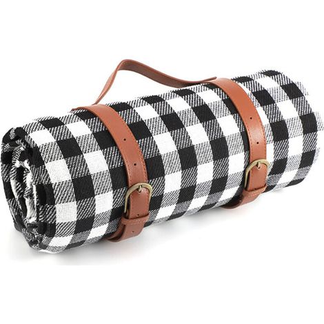 Esta esterilla de picnic impermeable a rayas es fácil de transportar y perfecta para picnics, playas o parques. (1/4)