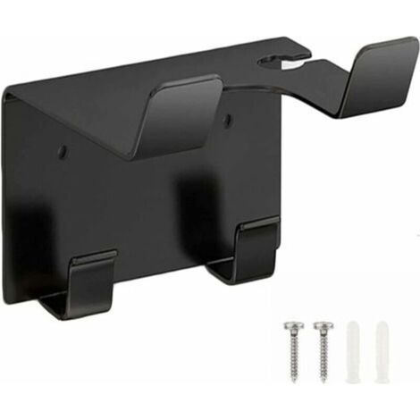 Hair dryer holder, stainless steel hair dryer stand, wall-mounted hair dryer holder, black hair straightener holder (1/5)