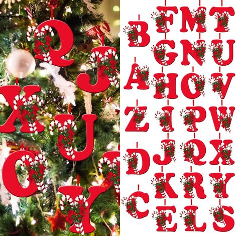 Alphabet Lettres - Décoration Arbre De Noël Acrylique - 26 Lettres Personnalisables - Pour Maison Bureau Fête - Lot Complet (1/3)