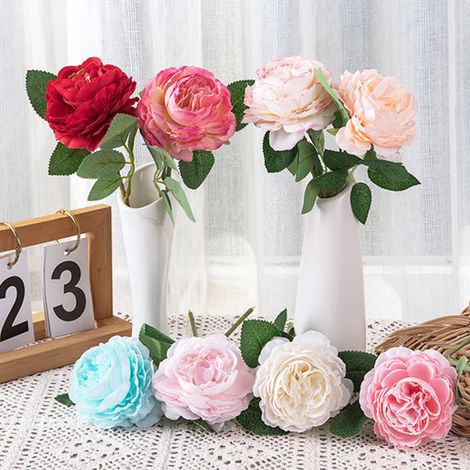 Rose Artificielle - Tige Unique - 28 cm - Pour Décoration Intérieure Jardin Mariage Studio Photo - 1 Pièce (1/5)