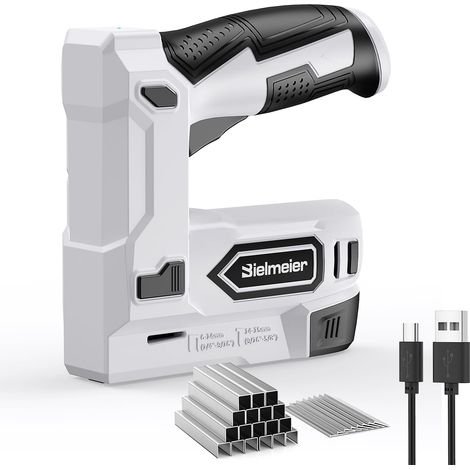 Bielmeier electric staple gun, 2-in-1 lithium-ion electric stapler, 4V cordless brad nail kit with staples, USB charger, electric tacker