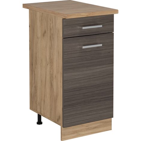 Küchenunterschrank R-Line, Edelgrau, 40 cm , AP Eiche, Vicco
