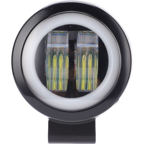 Phare antibrouillard auxiliaire à LED, double lentille 4D, 20 W, avec anneaux lumineux, convient aux motos, quads, camions et bateaux, halo blanc. (1/5)