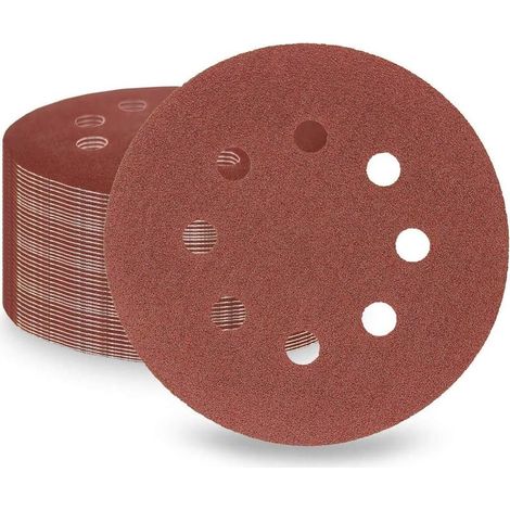 ZOLGINAH 100 Grain Feuilles Abrasives 50pcs, 125mm 5 pouces 8 trous Disques Abrasifs pour Ponceuse Orbitale et tous les Outils Oscillants (100 x 50pcs) (1/5)