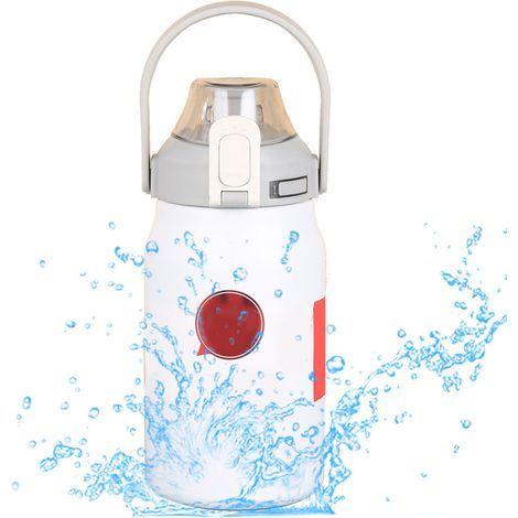 Gobelet isotherme en acier inoxydable 316, grande bouteille d'eau portable, motif flocon de neige blanc, 1,2 L (1/5)