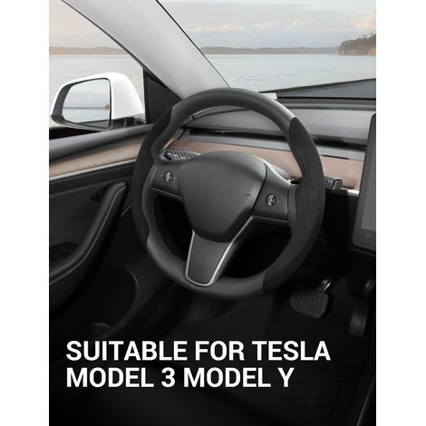Coprivolante per Tesla Model 3 Model Y Protezione per volante Floccaggio Antiscivolo Accessori interni 2019-2024 (1/4)