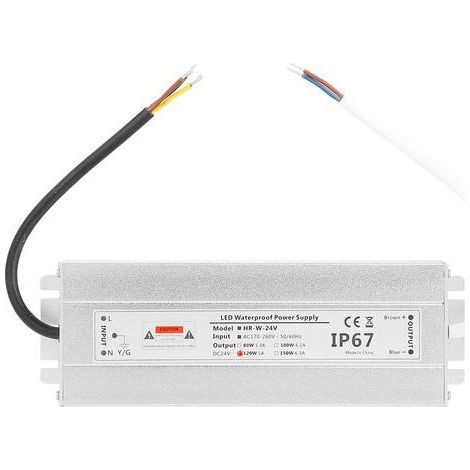 24V LED transformer, 5A driver, IP67 rated power supply for 120W 24V LED strip lights (1/5)