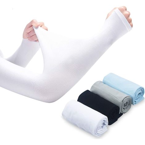 Manches rafraîchissantes pour les bras, lot de 4 paires, protection solaire UV, pour hommes et femmes, idéales pour la conduite, le jogging, le golf, l'équitation et les activités de plein air. (1/5)