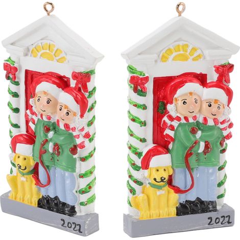 Weihnachtsbaumschmuck, wetterfest, handbemalter Harzanhänger für Garten, Terrasse, Hof, 2er-Set (1/5)