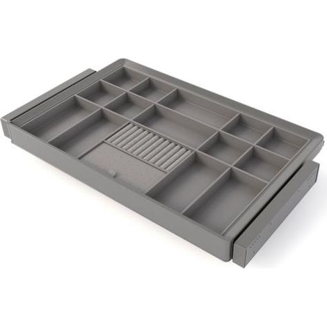 EMUCA Kit tiroir organisateur et rack ajustable Quartz pour armoires - glissières extension totale et à fermeture douce - Module 80cm - Finition Titane (1/5)