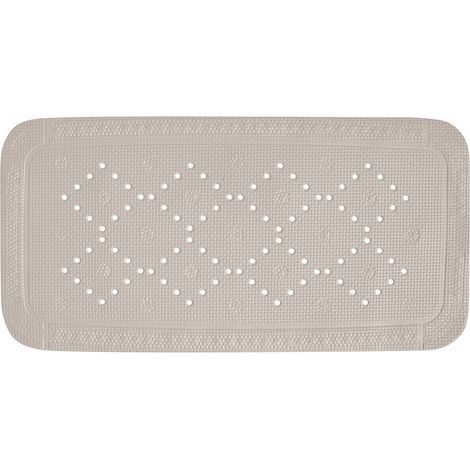 Tapis Fond de Baignoire Mousse PVC Alaska - Tapis de Bain Antidérapant Ventouses + Trous de Drainage Anti Moisissure - Taupe - 91 X 36 cm (1/5)