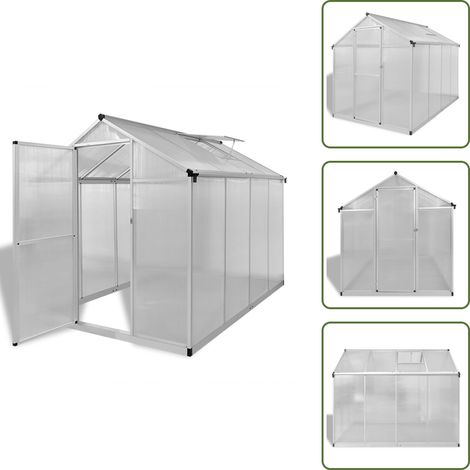 Gewächshaus mit Fundament Verstärkt Aluminium 4,6 m² - Aluminium-Gewächshaus - Polycarbonat-Treibhaus - Gartenhaus - Gewächshaus Kaufen - Greenhouse