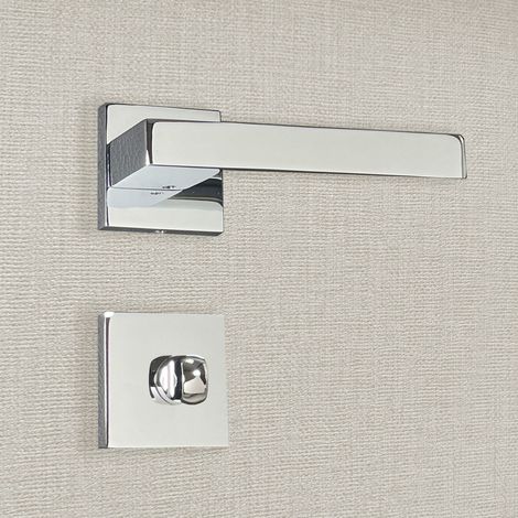 Poignée de porte design à condamnation finition aspect chrome mat Europa - KATCHMEE (1/4)