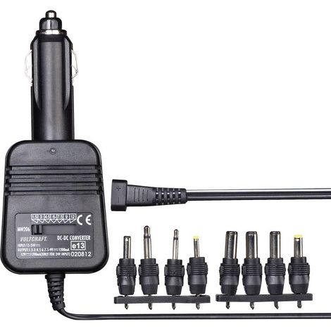 Voltcraft – Convertisseur DC-DC 12-24 V – Adaptateur allume-cigare 1.2 A – Tensions de sortie 1.5-12 V – Pour voiture et camion (1/3)