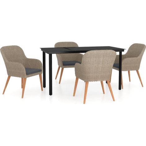 Set da pranzo da giardino marrone da 5 pezzi e cuscini 020014629