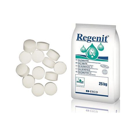 Comprimés de sel Regenit 25 kg – Sel évaporé de haute pureté – Dissolution uniforme sans résidus – Conforme EN 973 TYPE A (1/2)