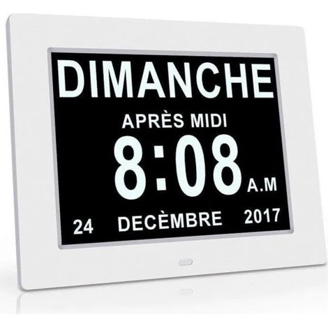 Horloge Calendrier - NOBRAND - 7 pouces - Auto Dimming - Blanc