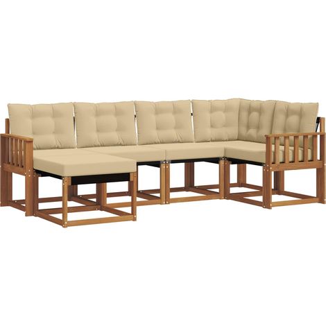 Ensemble de canapés d'extérieur 6 pcs  Salon de jardin Naturel et Beige (1/5)