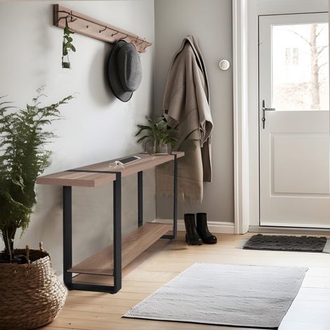 Konsole SINTRA 120X30 cm / Gebleichte Eiche und schwarzes Metall/ 120x30x82 (1/5)