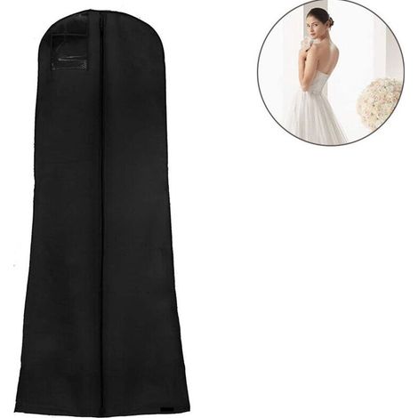 Grands sacs à vêtements, 180cm Sac de rangement anti-poussière, sac de robe de mariée, noir (1/4)