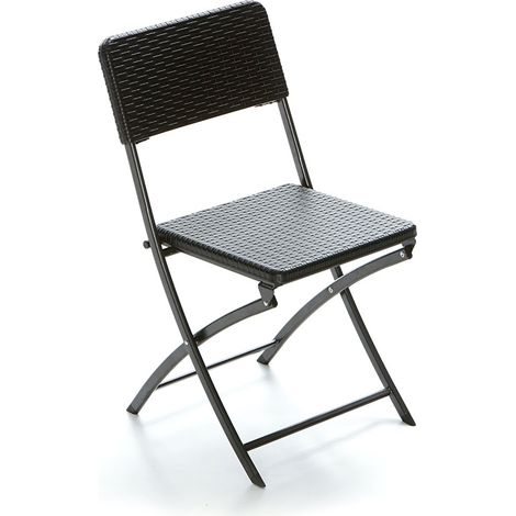 Set 4 sedie per bar e giardino pieghevoli effetto rattan nero sedie giardino