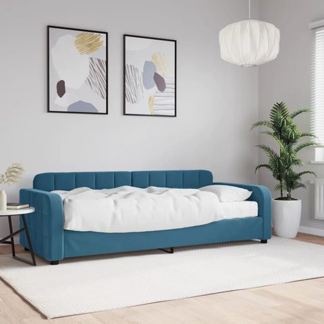 Lit de jour avec matelas-Canapé-lit bleu 80x200 cm velours 658060 (1/5)
