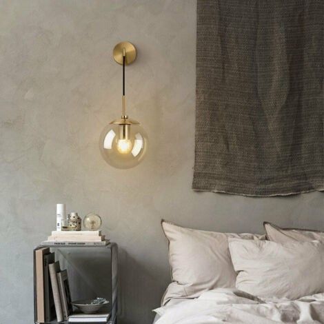Industriel Vintage 15 cm Verre Globe Drop Applique Murale Chambre Couloir Applique Lumière Rétro Ambre Verre Sphère Applique Murale (Ambre) (1/5)