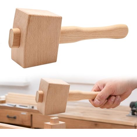 Lot de 2 marteaux en bois : marteau manuel en bois de hêtre, marteau à glace ergonomique, marteau de menuiserie de forme ronde, pour cuisine et artisanat, menuiserie, bricolage (1/5)