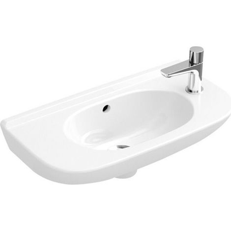 Lavabo ovale compact VB O.novo 500 x 250 mm avec trop-plein, blanc alpin (1/3)