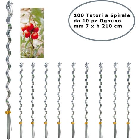Tutori a spirale per pomodori in acciaio zincato confezione da 100 pezzi 7 mm x 210 cm (1/2)