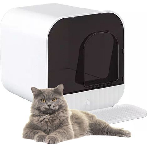 MaxxPet Lettiera per Gatto Design - Lettiera Chiusa per Gatti - Casa di Toilette per Gatti - Con Paletta e Lettiera - Cassetta per Gatti - Inclusi Vassoio e Vassoio per Gatti - 43x42x40 cm - Bianco (1/5)