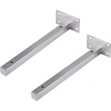 25cm Supports Étagère Flottants, Monté éTagèRe, Equerre Industrielle Etagere Murale Fixation Invisible Supports Vintage Equerre Murale Equerre Metallique Bricolage Argent avec Vis (2 PièCes) (1/5)